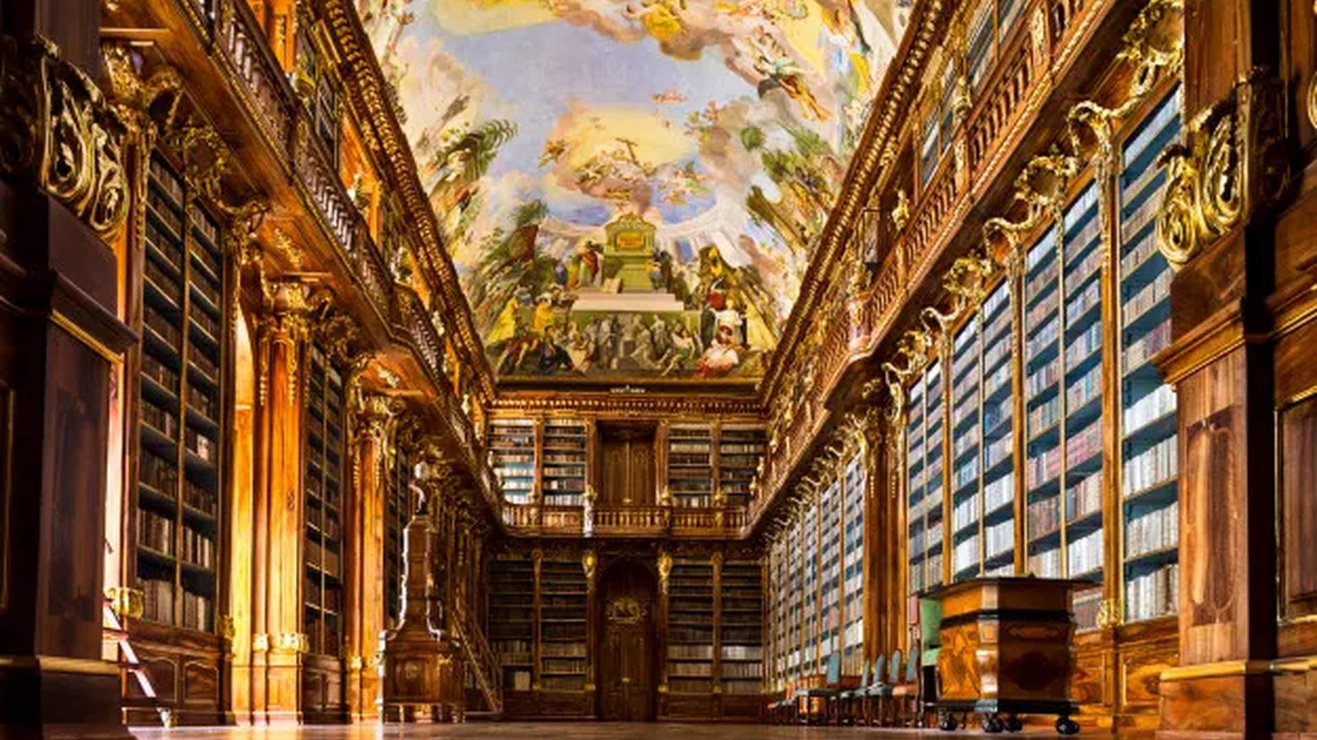 ancient library ruins parchment scrolls stone pill